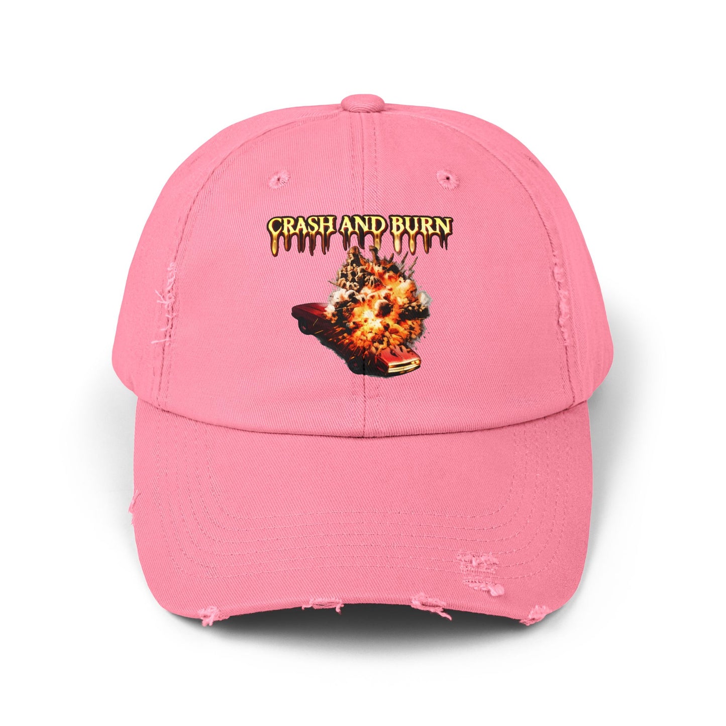 Crash and Burn Distressed Cap - Flaming Heart Vintage Baseball Hat