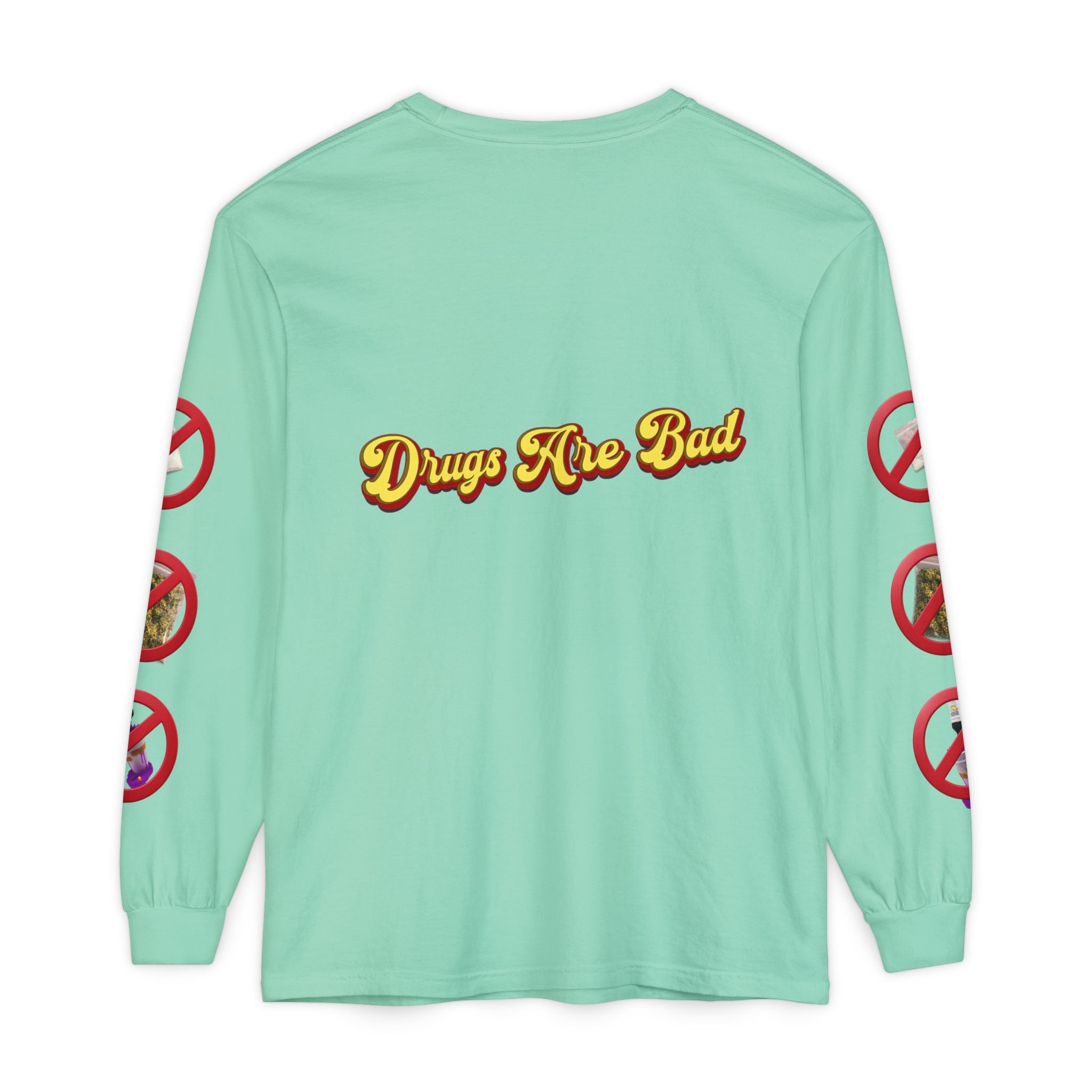 Don't Do Drugs Long Sleeve T-Shirt — Anti-Drug Graphic Tee with Smiley Design