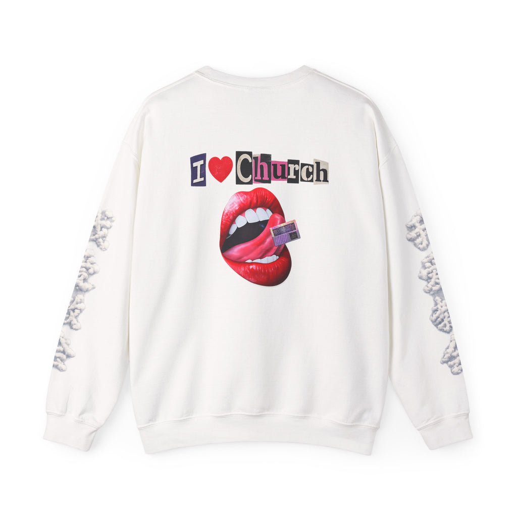 I  Heart Church Angels With Guns Sweatshirt — Retro Religious Pop Art Crewneck