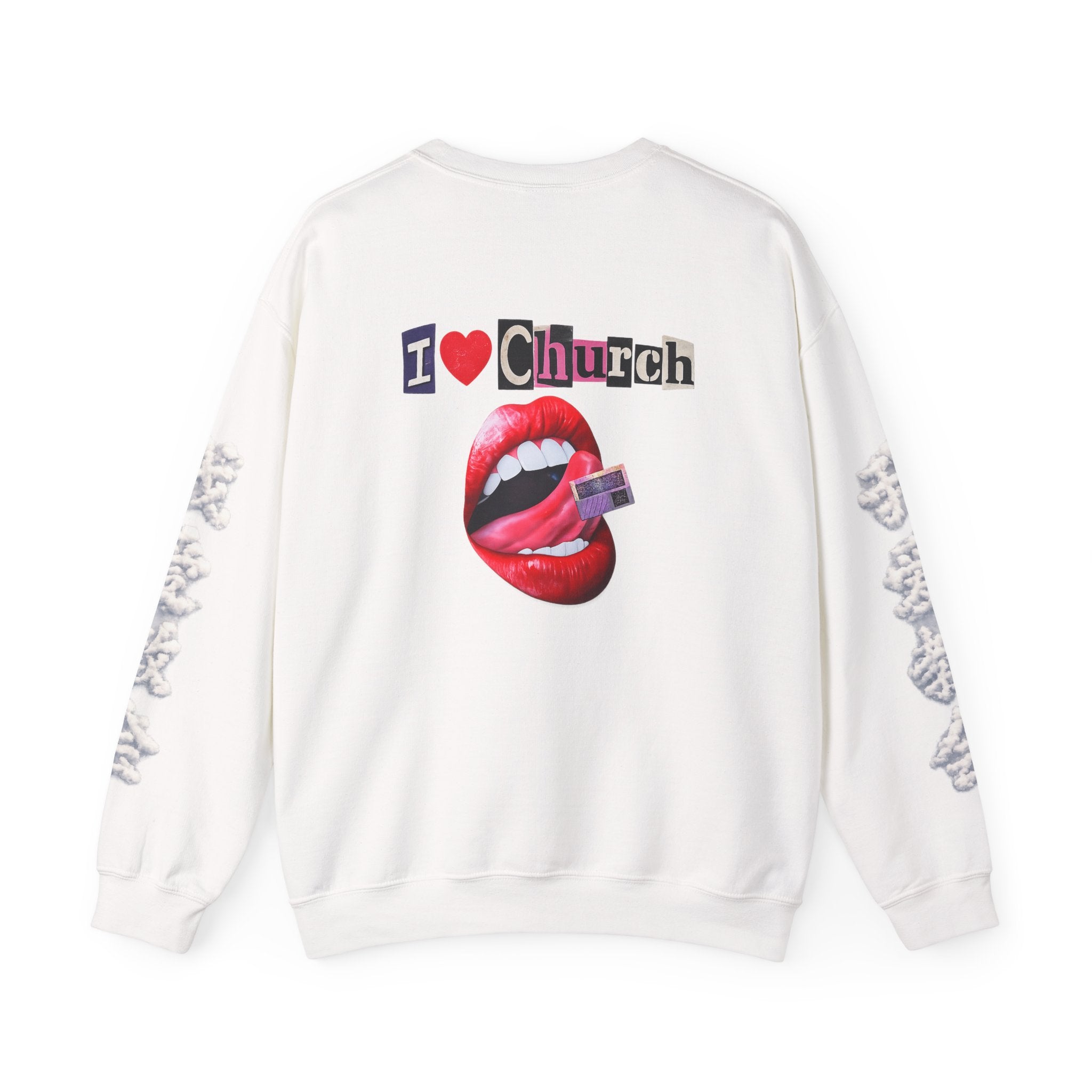 I  Heart Church Angels With Guns Sweatshirt — Retro Religious Pop Art Crewneck