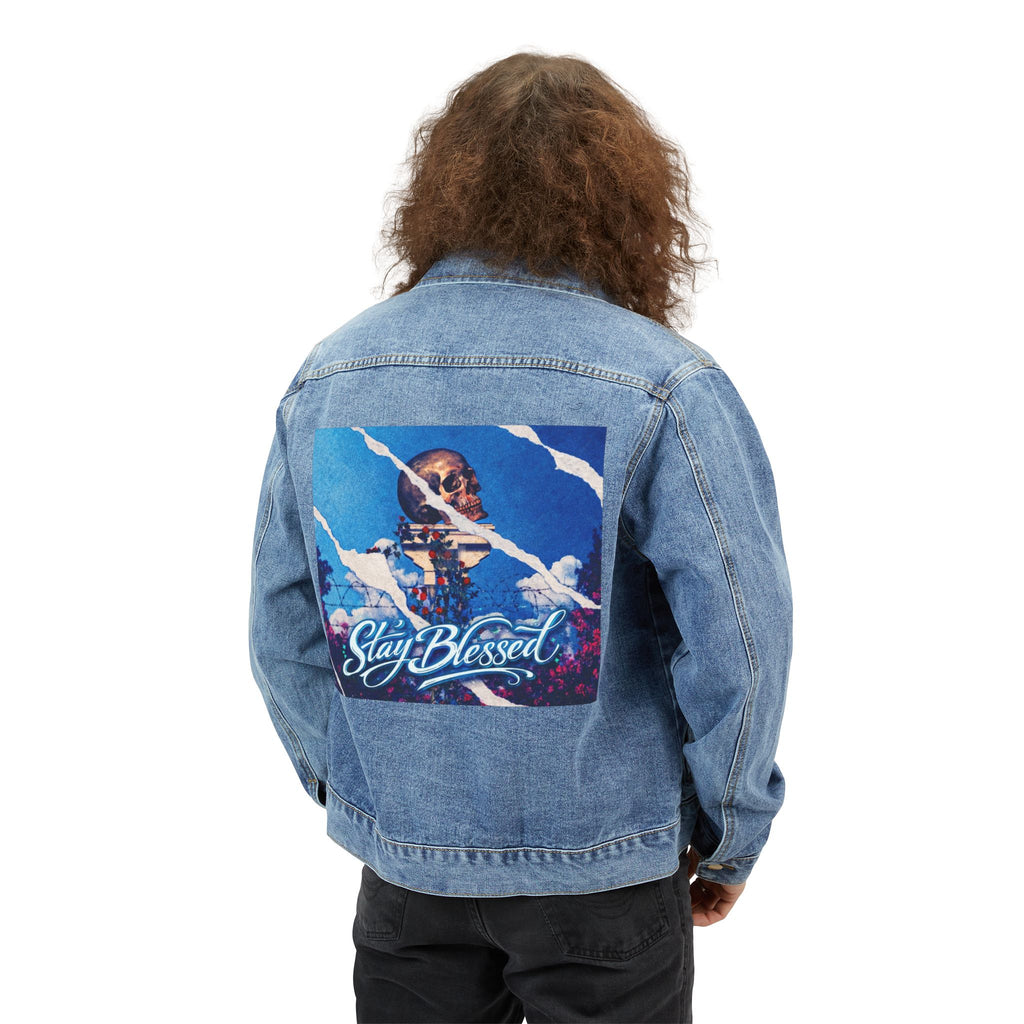 Stay Blessed Denim Jacket | Religious Graphic Back Patch