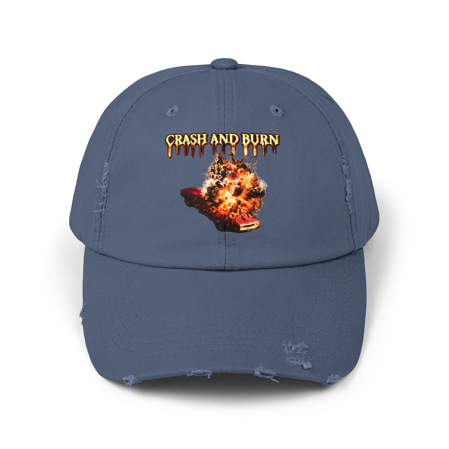 Crash and Burn Distressed Cap - Flaming Heart Vintage Baseball Hat