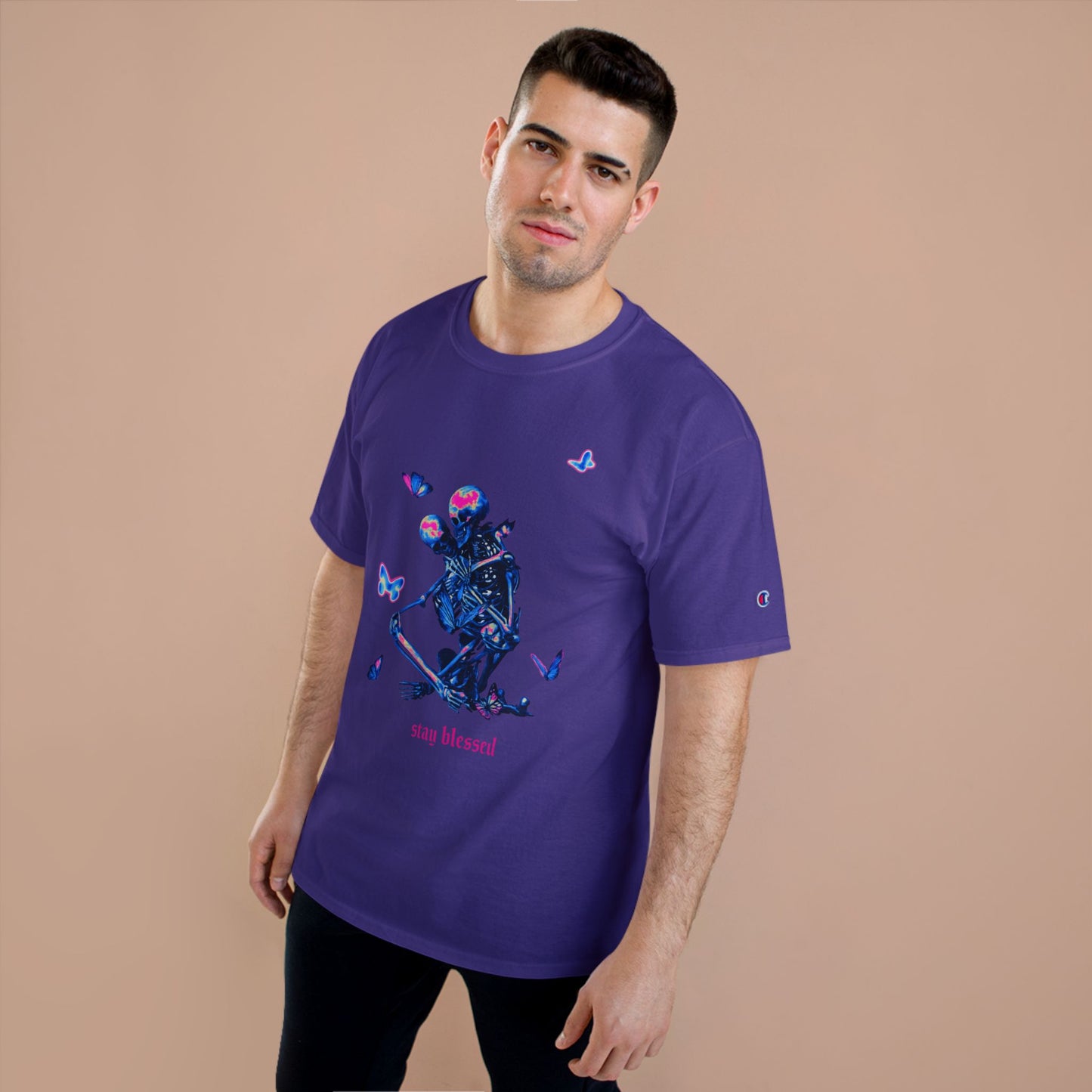 Stay Blessed Skeleton T-Shirt — Champion Tee