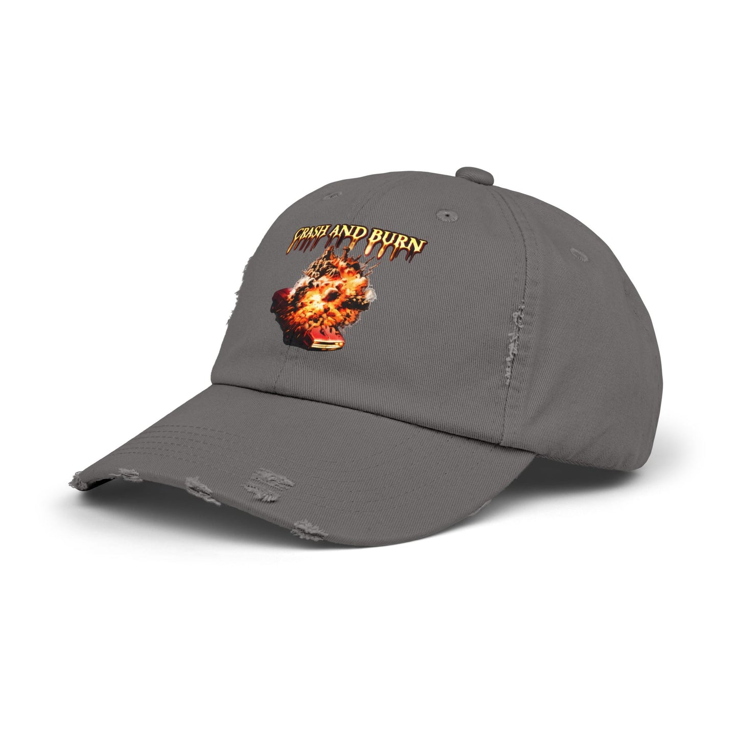Crash and Burn Distressed Cap - Flaming Heart Vintage Baseball Hat