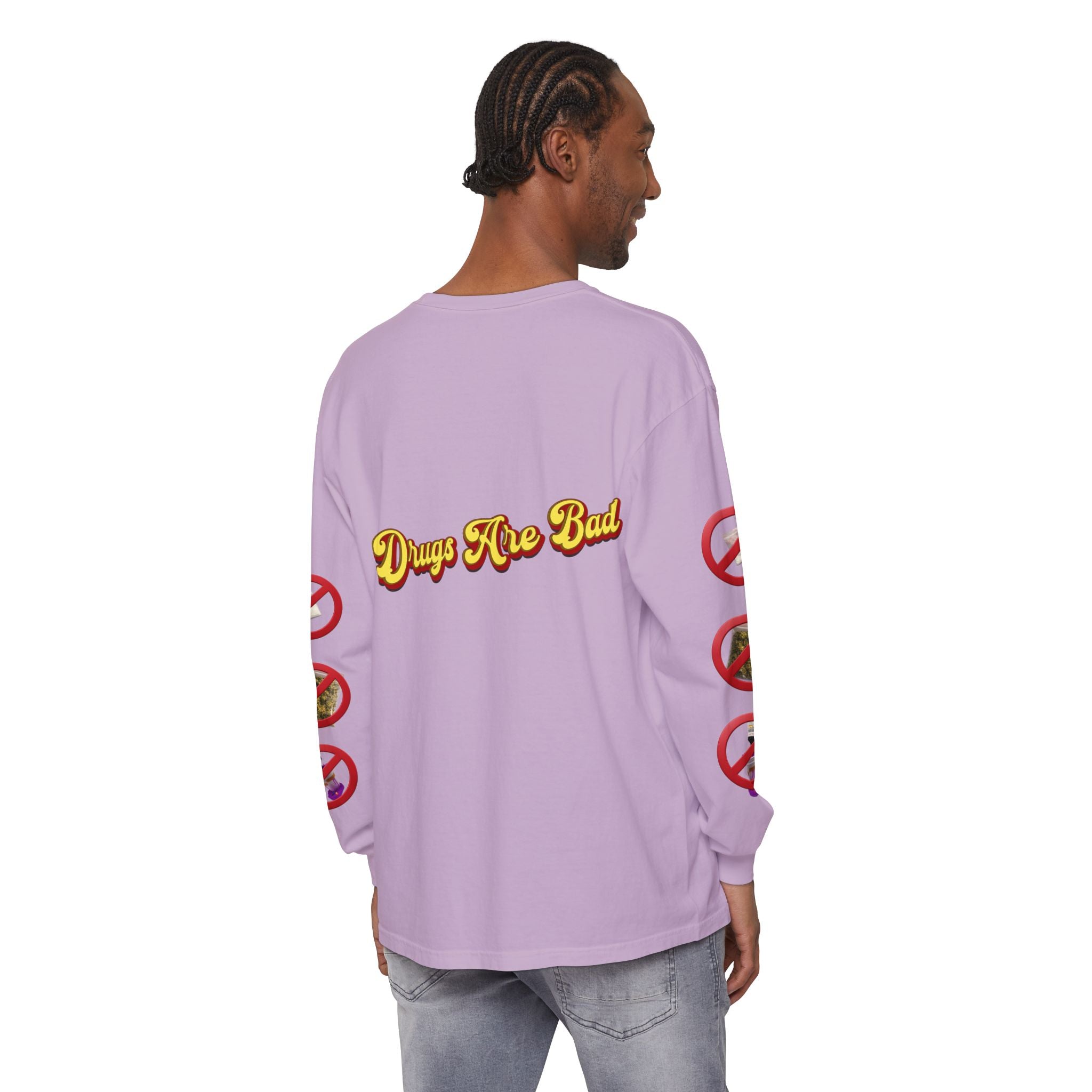 Don't Do Drugs Long Sleeve T-Shirt — Anti-Drug Graphic Tee with Smiley Design