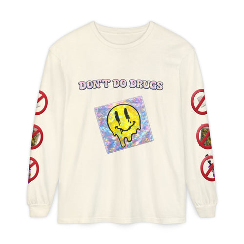 Don't Do Drugs Long Sleeve T-Shirt — Anti-Drug Graphic Tee with Smiley Design