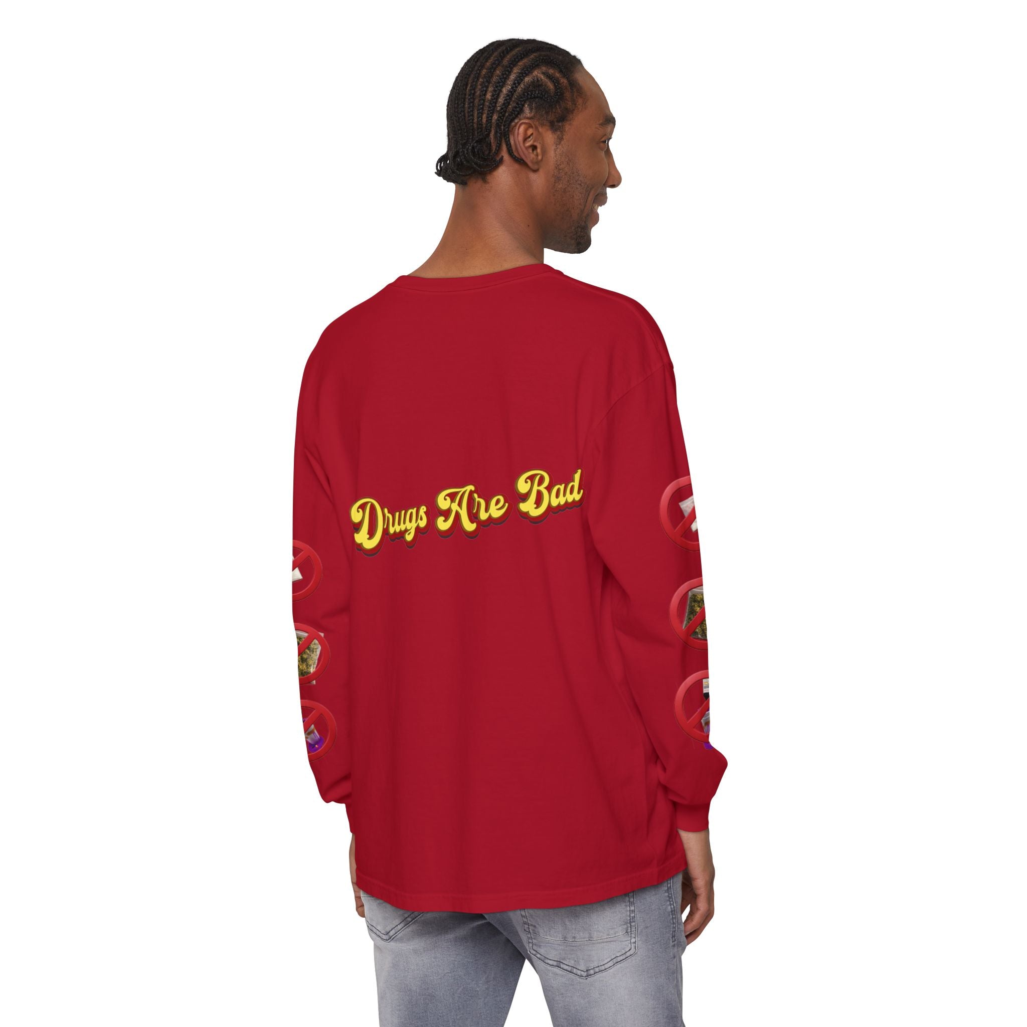 Don't Do Drugs Long Sleeve T-Shirt — Anti-Drug Graphic Tee with Smiley Design