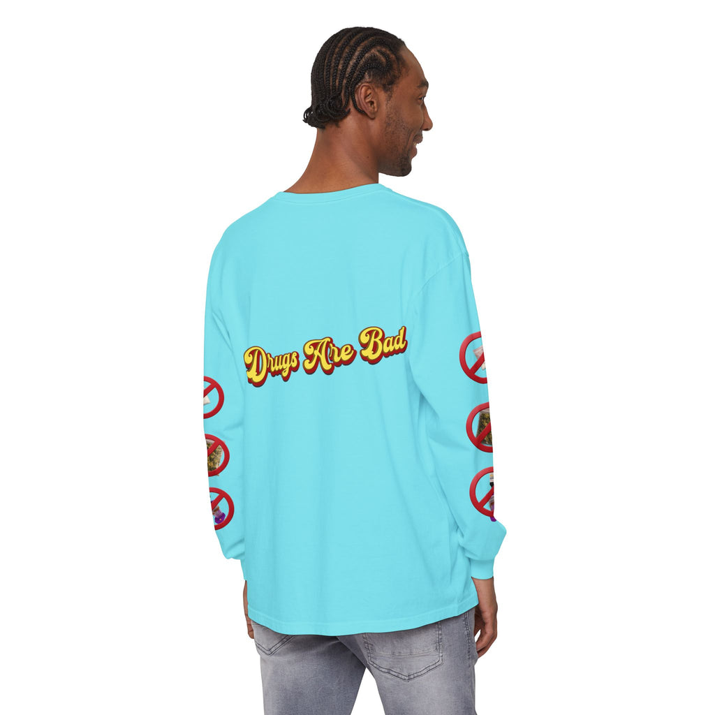 Don't Do Drugs Long Sleeve T-Shirt — Anti-Drug Graphic Tee with Smiley Design