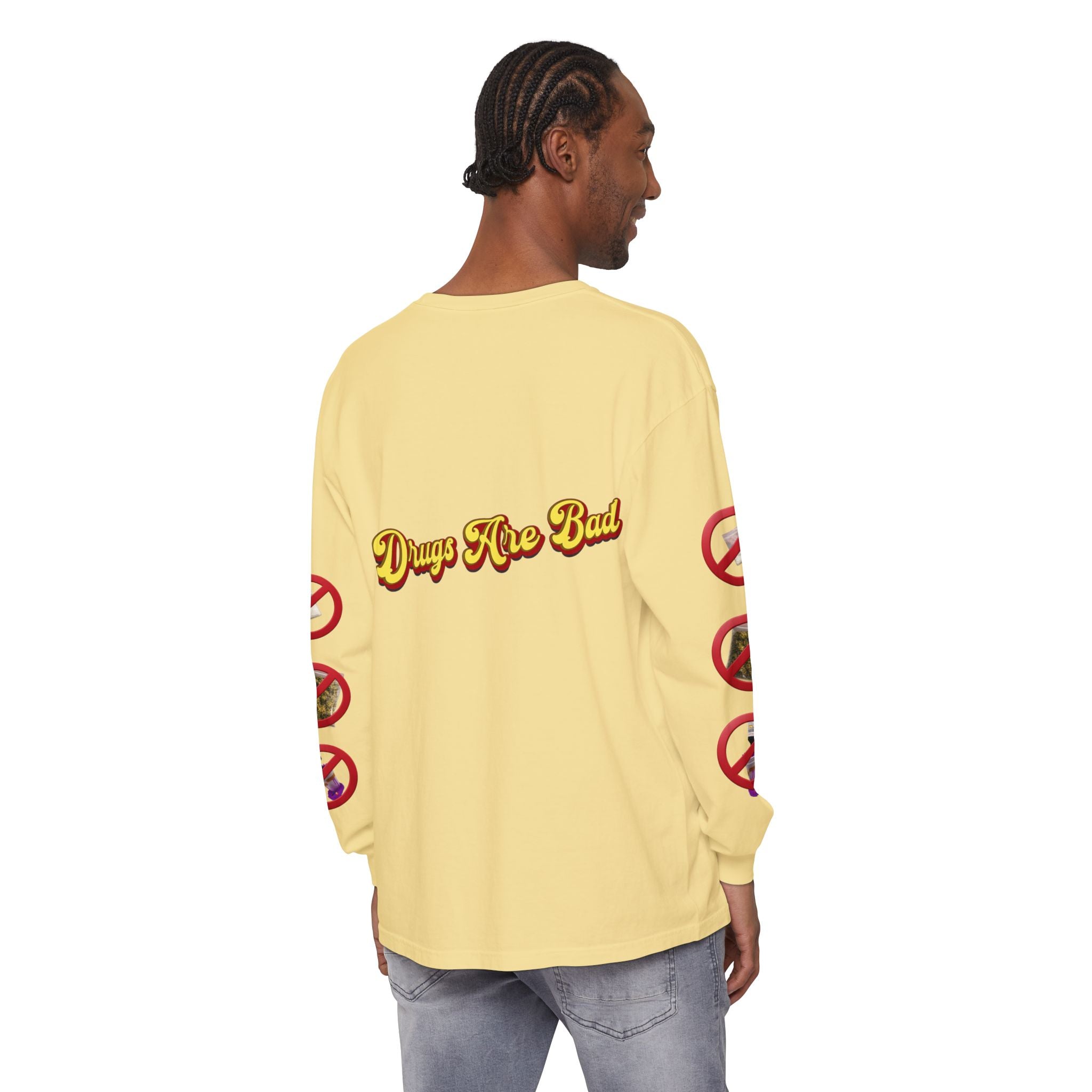 Don't Do Drugs Long Sleeve T-Shirt — Anti-Drug Graphic Tee with Smiley Design