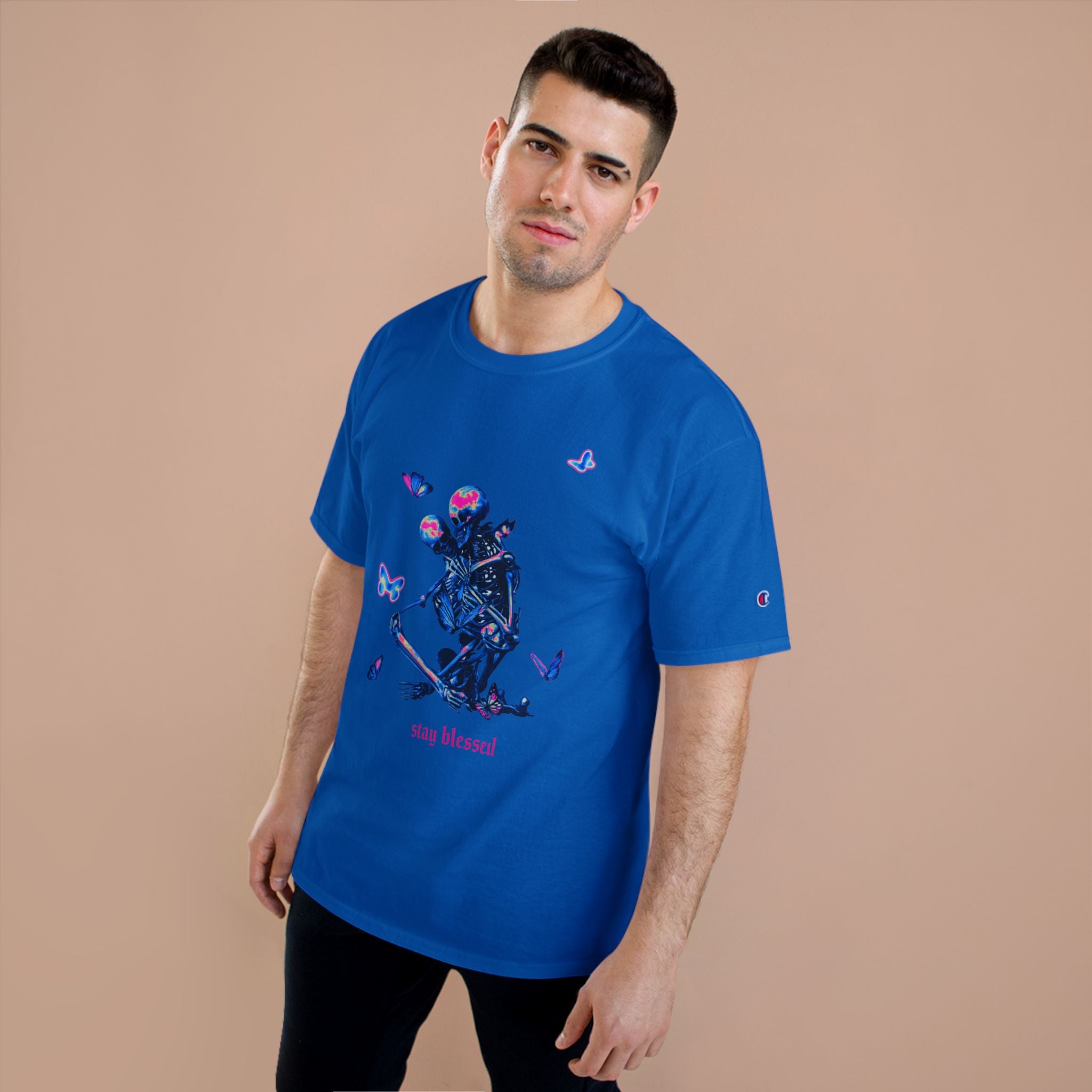 Stay Blessed Skeleton T-Shirt — Champion Tee