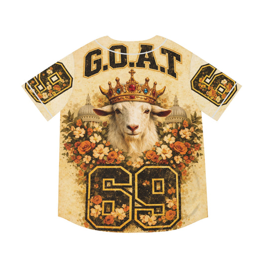 GOAT Crown Baseball Jersey – Vintage Floral Number 69 Men’s Jersey