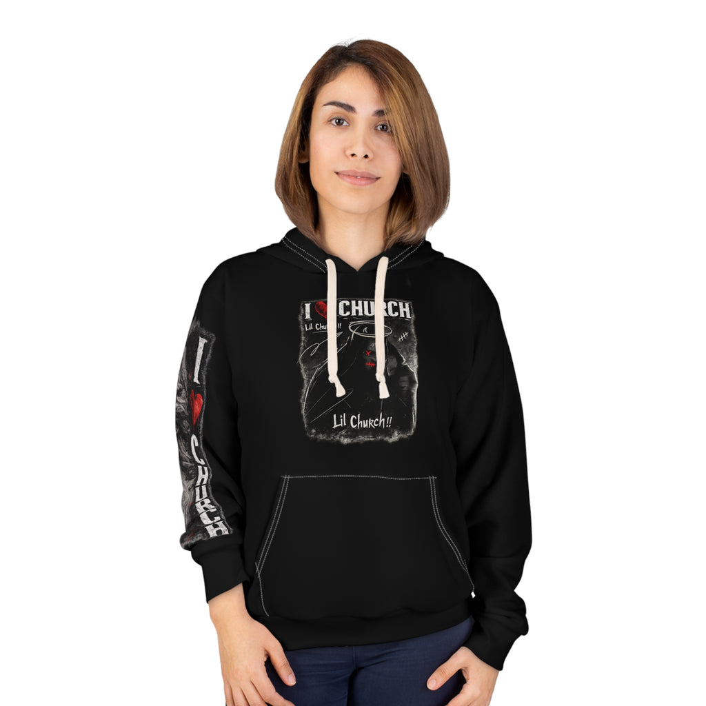 Gothic Angel Wings Pullover Hoodie — Lil Church Band Graphic