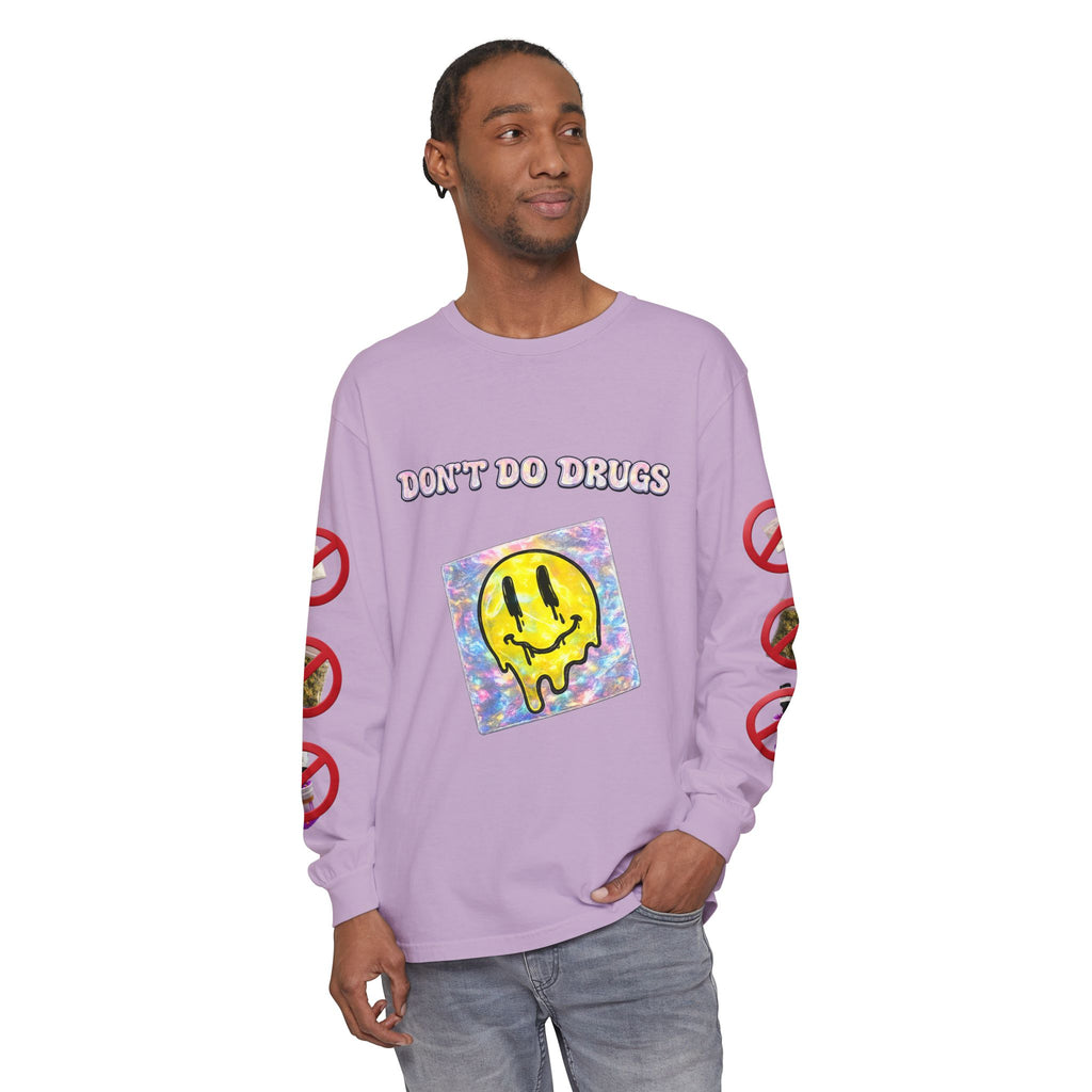 Don't Do Drugs Long Sleeve T-Shirt — Anti-Drug Graphic Tee with Smiley Design