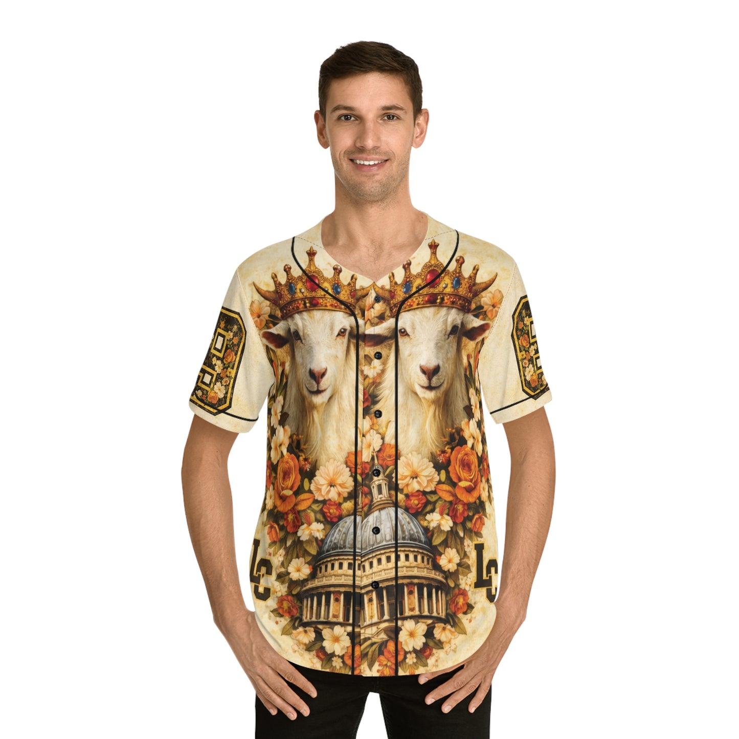 GOAT Crown Baseball Jersey – Vintage Floral Number 69 Men’s Jersey